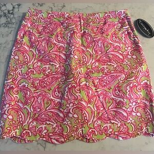 New Casey Key Golf Skort Tropical Print Scalloped Hem Tennis Skirt Medium